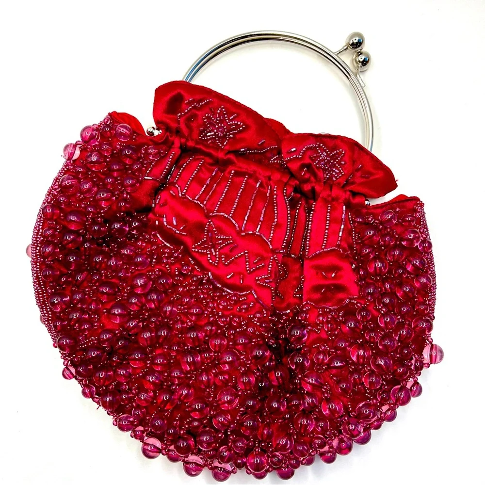 Beaded Burgundy Purse Cross Body or Formal Party Bag